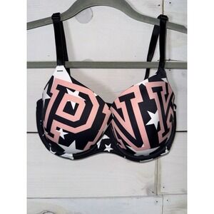Victoria's Secret Secret Pink Size 32DD  Wear Everywhere Bra Black Pink Stars